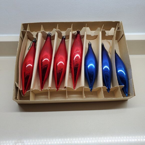 TRUE VINTAGE CHRISTMAS TEARDROP MERCURY GLASS ORNAMENTS - Picture 2 of 2